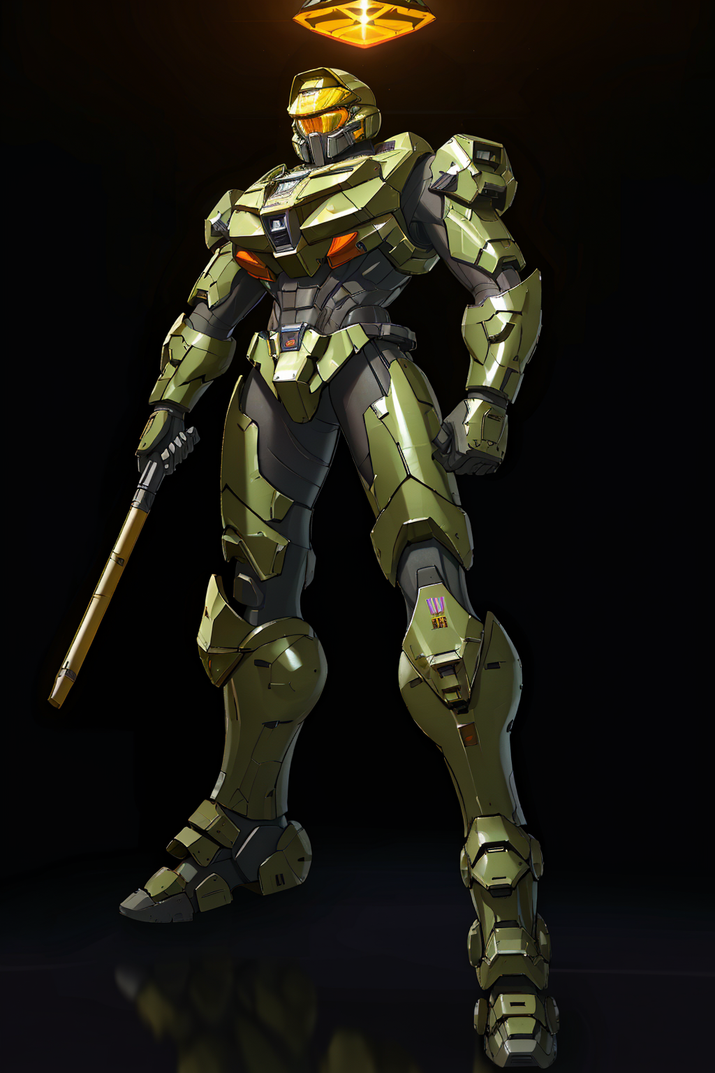 03031-1570650175-4K, Masterpiece, highres, absurdres, _edgHalo, solo, standing, full body, yellow eyes, armor, no humans, glowing, robot, black b.png